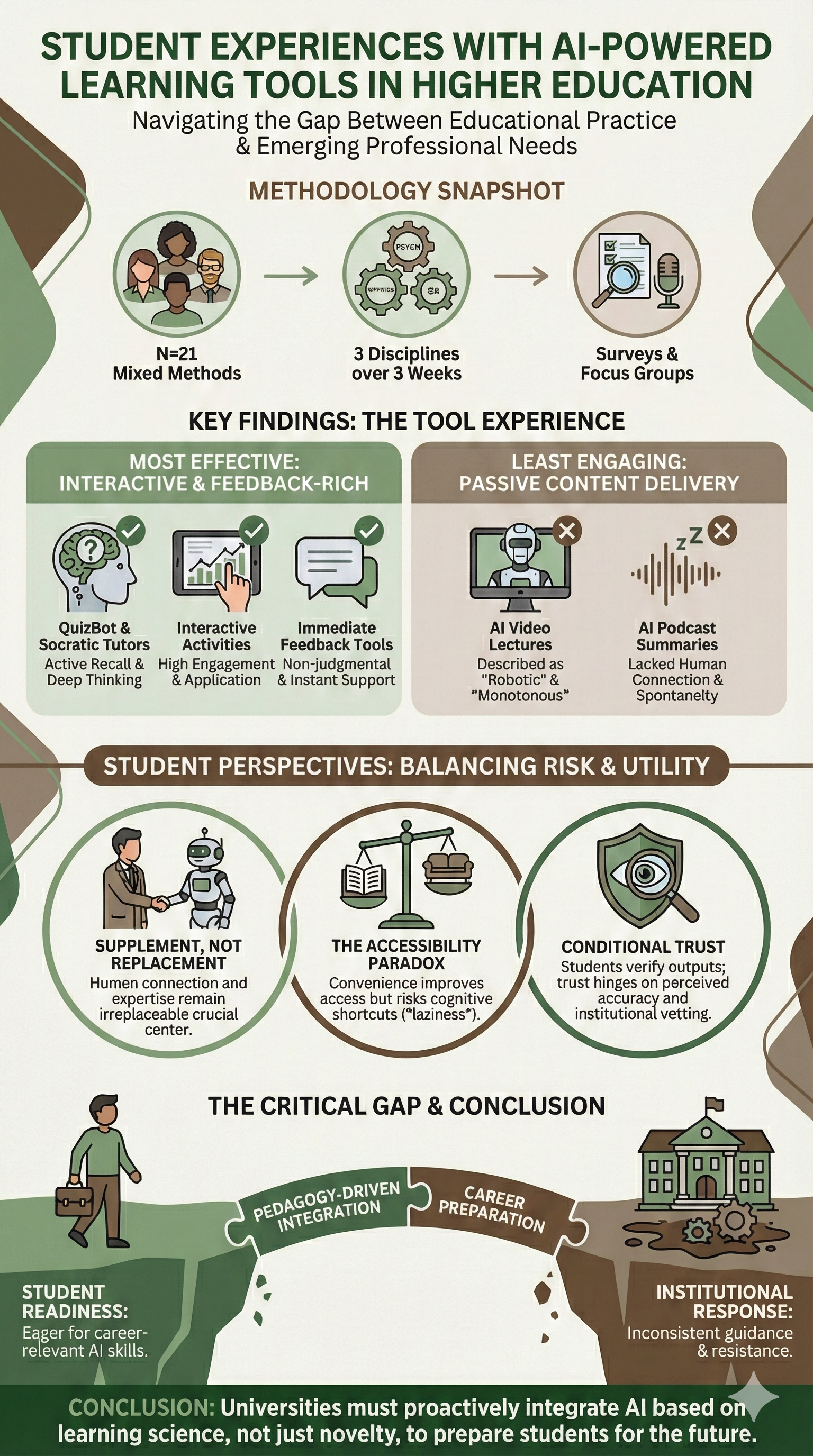 Student Experiences with AI Learning Tools infographic
